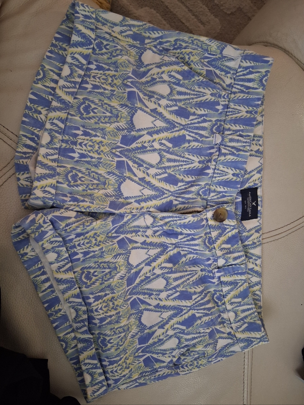 American Eagle Outfitters Blue & Yellow Patterned Shorts 10